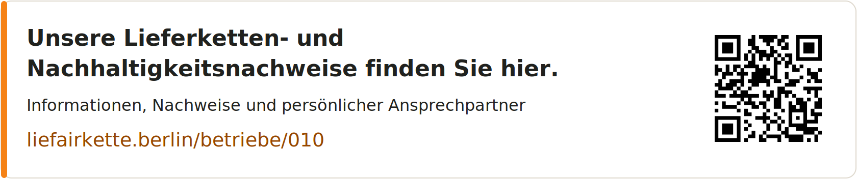Unsere Lieferketten- und Nachhaltigkeitsnachweise finden Sie hier – Profil-Link und QR-Code für Schütz + Söhne Dachbau GmbH