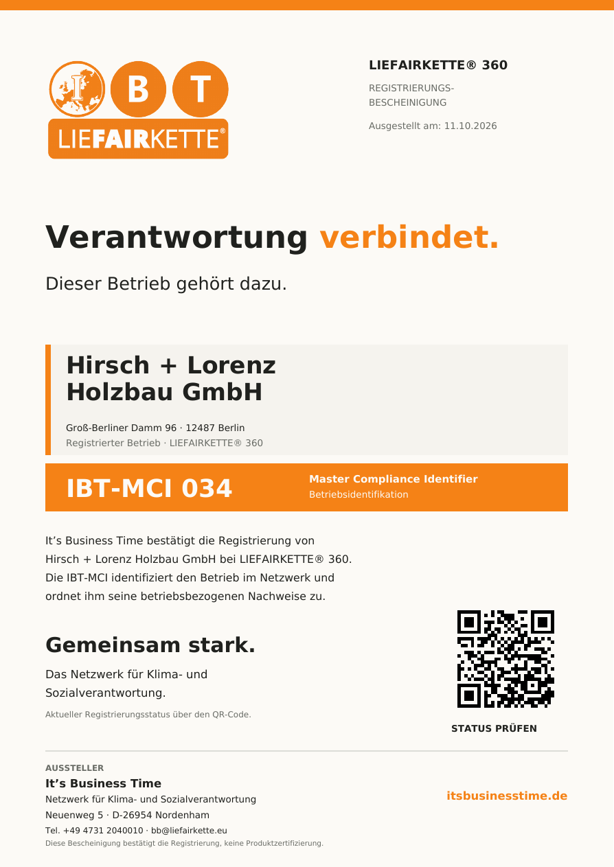 Vorschau der Registrierungsbescheinigung für Hirsch + Lorenz